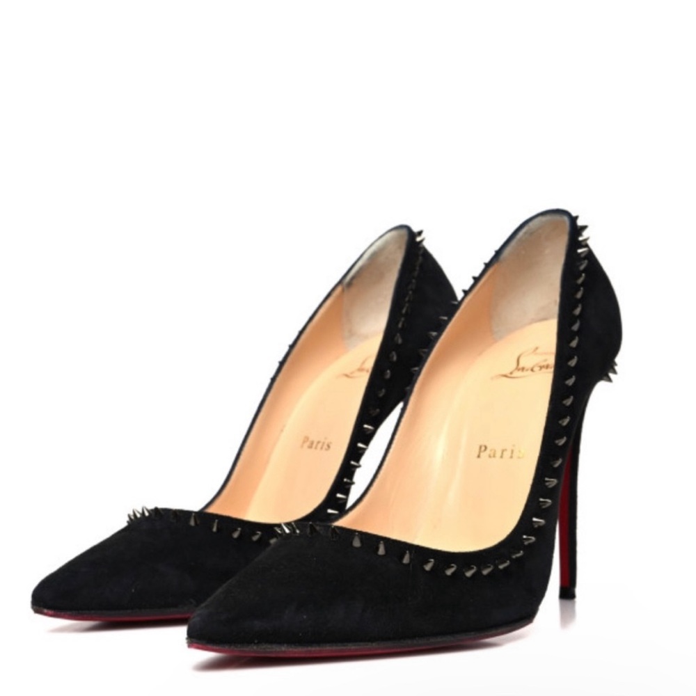Christian Louboutin Anjalina Black Suede Pumps Size 39 - Picture 2 of 8
